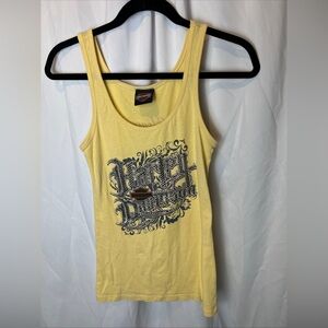 Harley-Davidson Yellow Jewel Graphic Design Tank Top Y2K